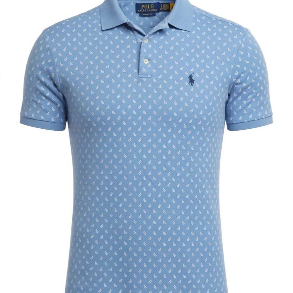 Polo Ralph Lauren Polo Shirt Mens S Light Blue Paisley All Over Print